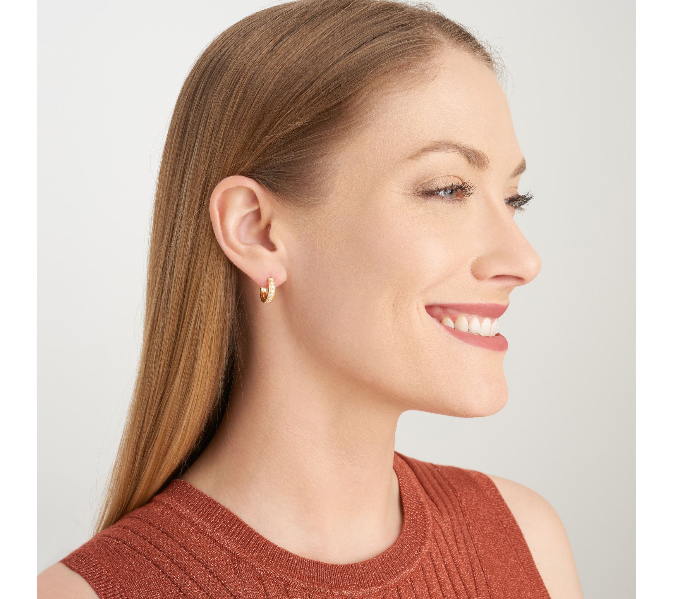 Lab Created 3/8 CT TW Lab Grown Diamond Hoops in 18k Gold Plated Sterling Silver