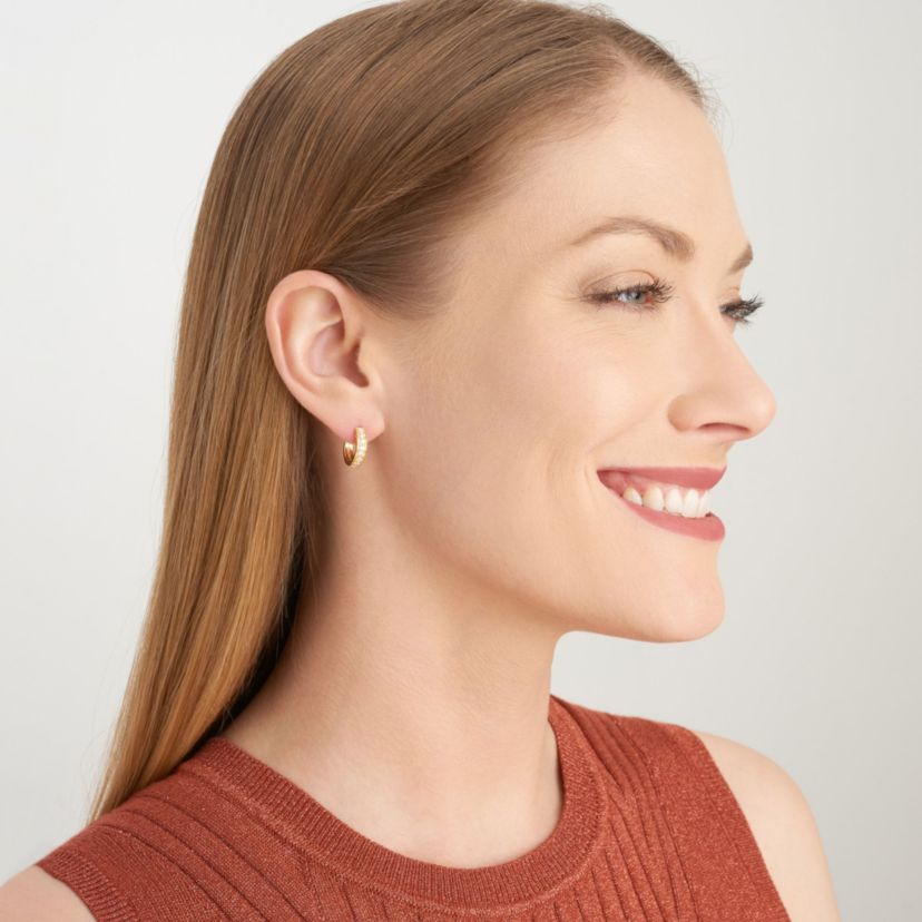 Lab Created 3/8 CT TW Lab Grown Diamond Hoops in 18k Gold Plated Sterling Silver