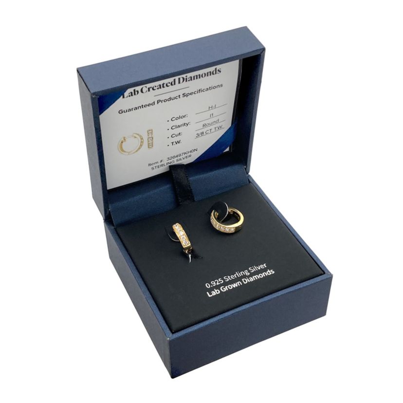 Lab Created 3/8 CT TW Lab Grown Diamond Hoops in 18k Gold Plated Sterling Silver
