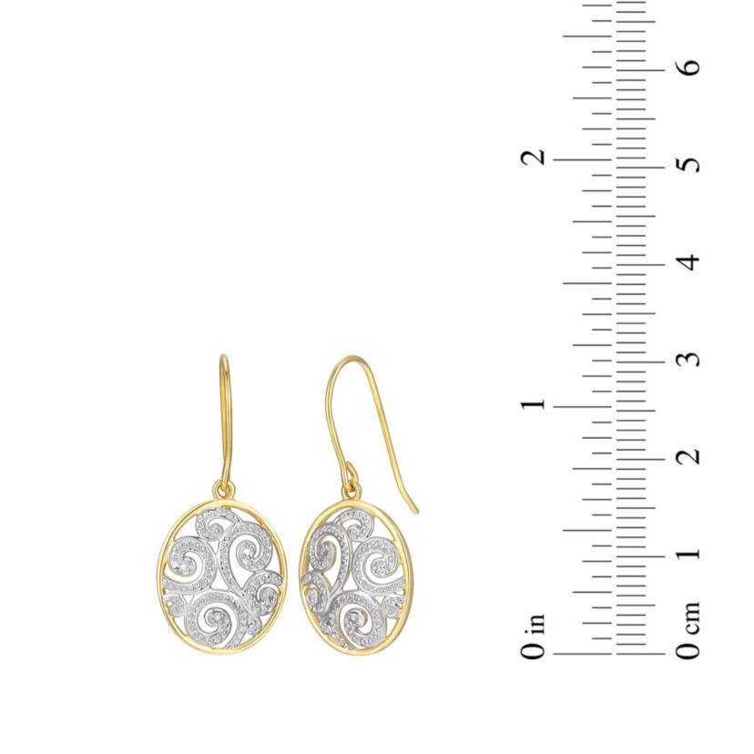 Diamond Accent Paisley Swirl Earrings in 18k Yellow Gold Plated Sterling Silver