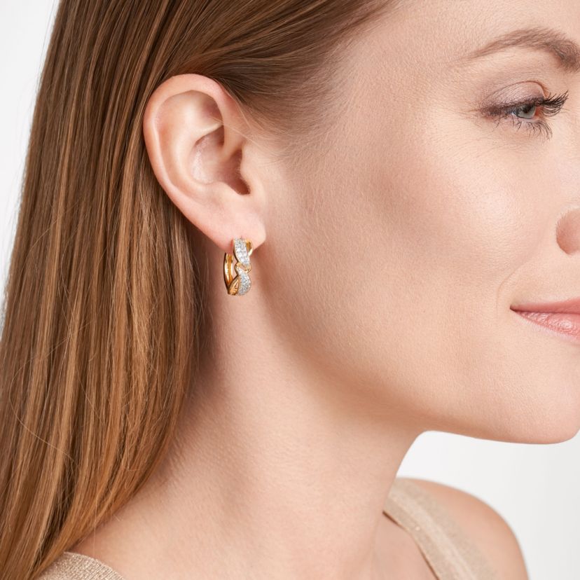 Lab Created 18k Gold Plated Sterling Silver 3/4 CT TW Lab Grown Diamond Hoop Earrings
