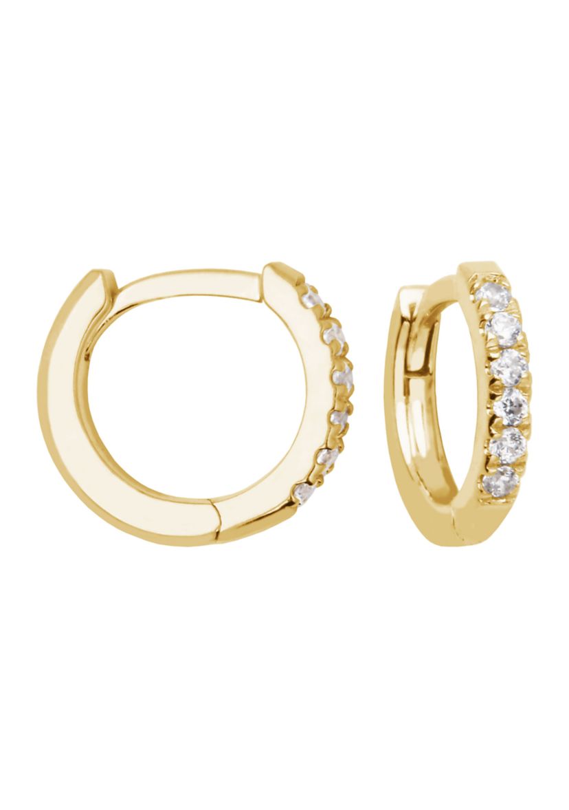 1/8 CT TW Lab Grown Diamond 18k Yellow Gold Plated Sterling Silver Hoop Earring