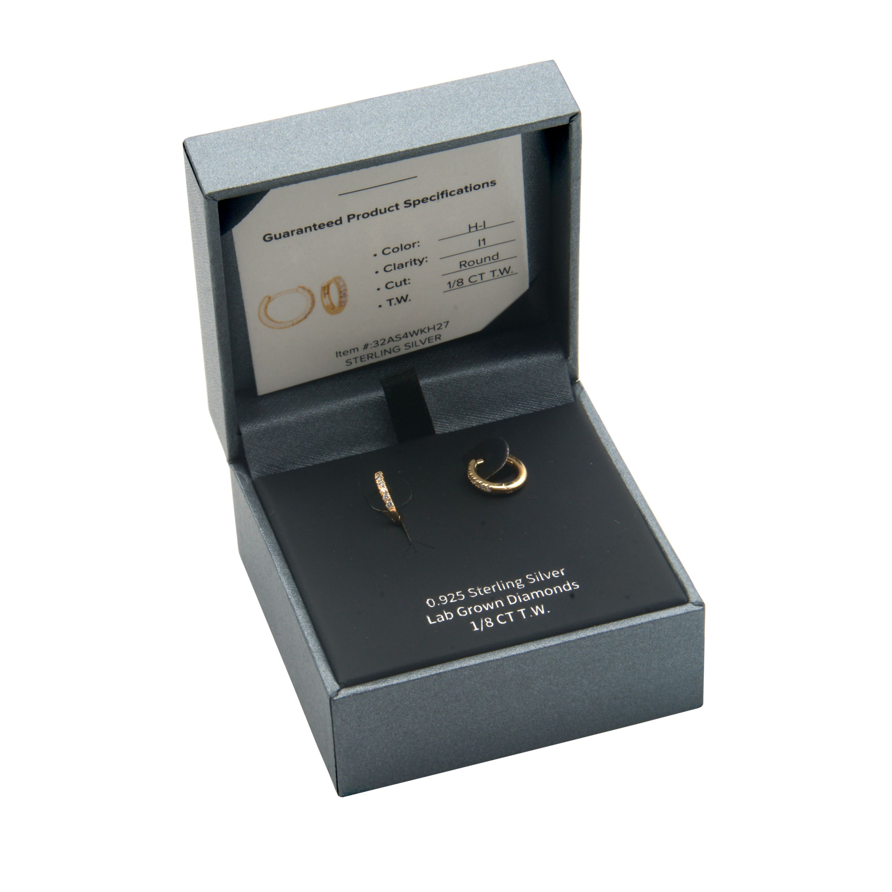 1/8 CT TW Lab Grown Diamond 18k Yellow Gold Plated Sterling Silver Hoop Earring