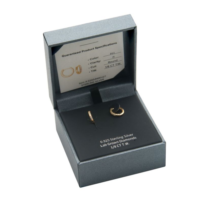 1/8 CT TW Lab Grown Diamond 18k Yellow Gold Plated Sterling Silver Hoop Earring