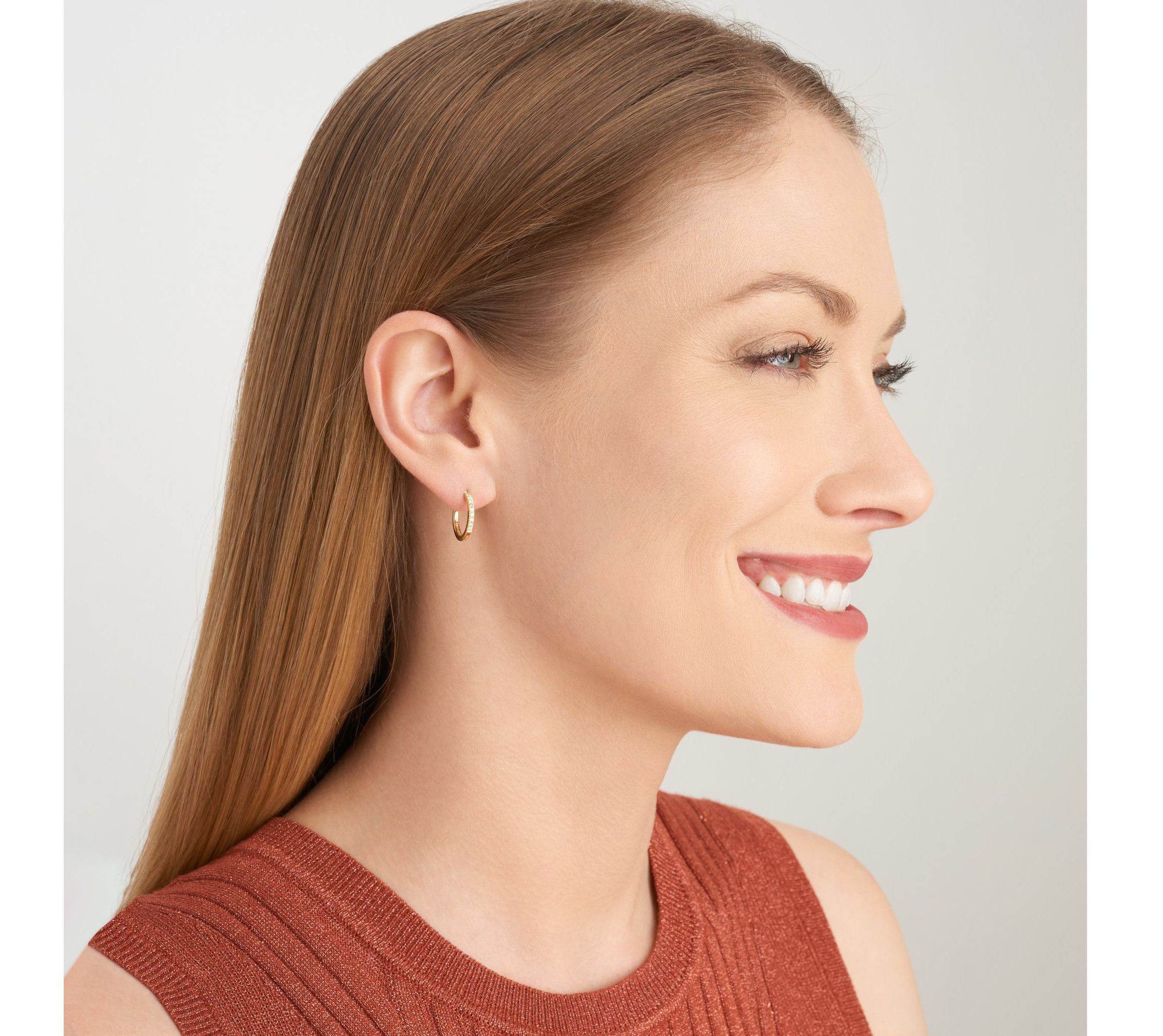Lab Created 18k Yellow Gold Plated Sterling Silver 1/5 CT TW Lab Grown Diamond Hoop Earrings