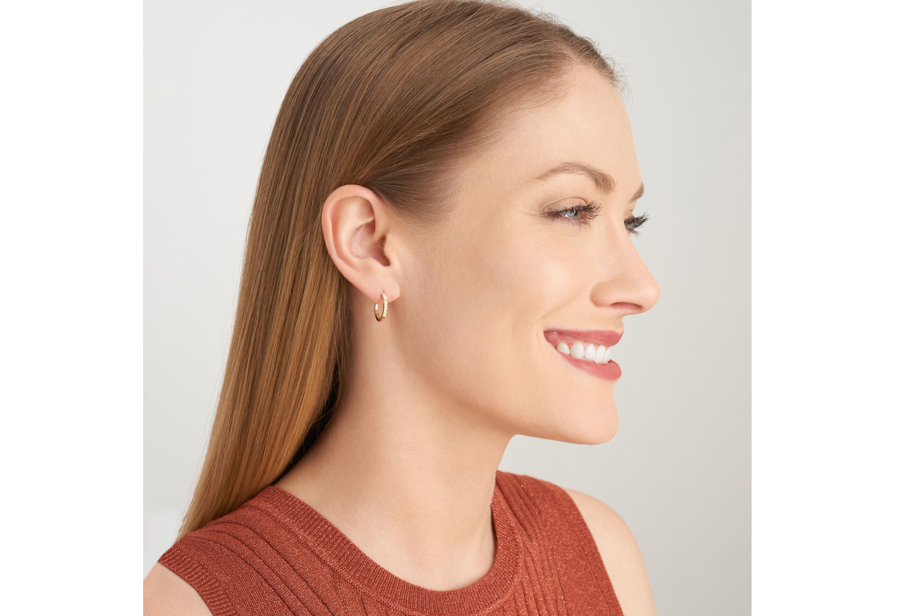 Lab Created 18k Yellow Gold Plated Sterling Silver 1/5 CT TW Lab Grown Diamond Hoop Earrings