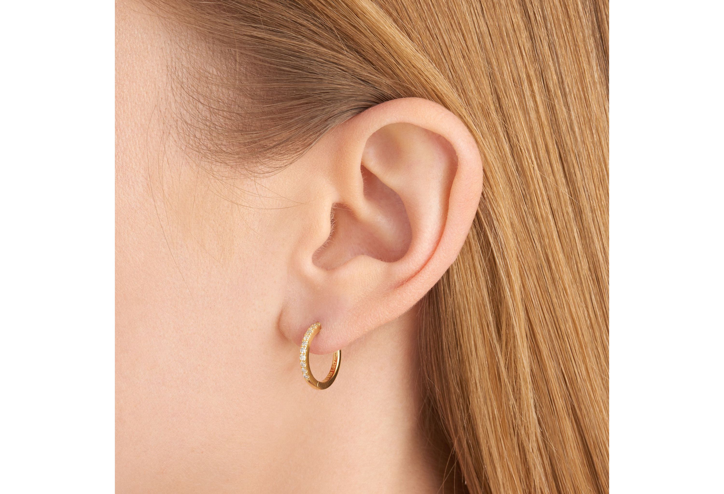 Lab Created 18k Yellow Gold Plated Sterling Silver 1/5 CT TW Lab Grown Diamond Hoop Earrings