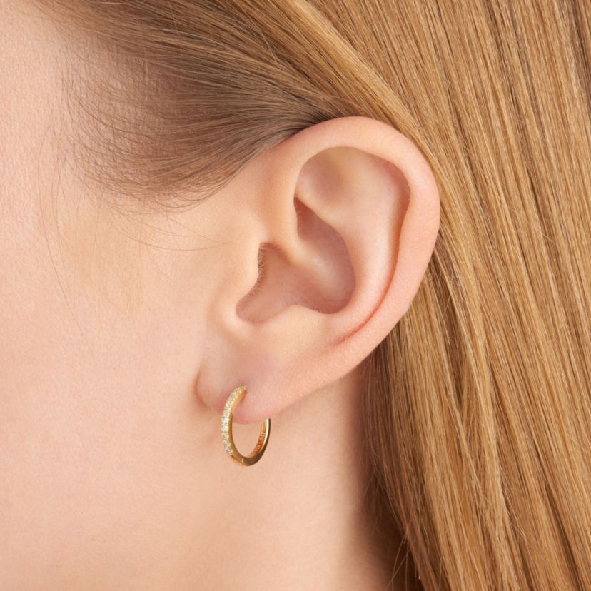 Lab Created 18k Yellow Gold Plated Sterling Silver 1/5 CT TW Lab Grown Diamond Hoop Earrings