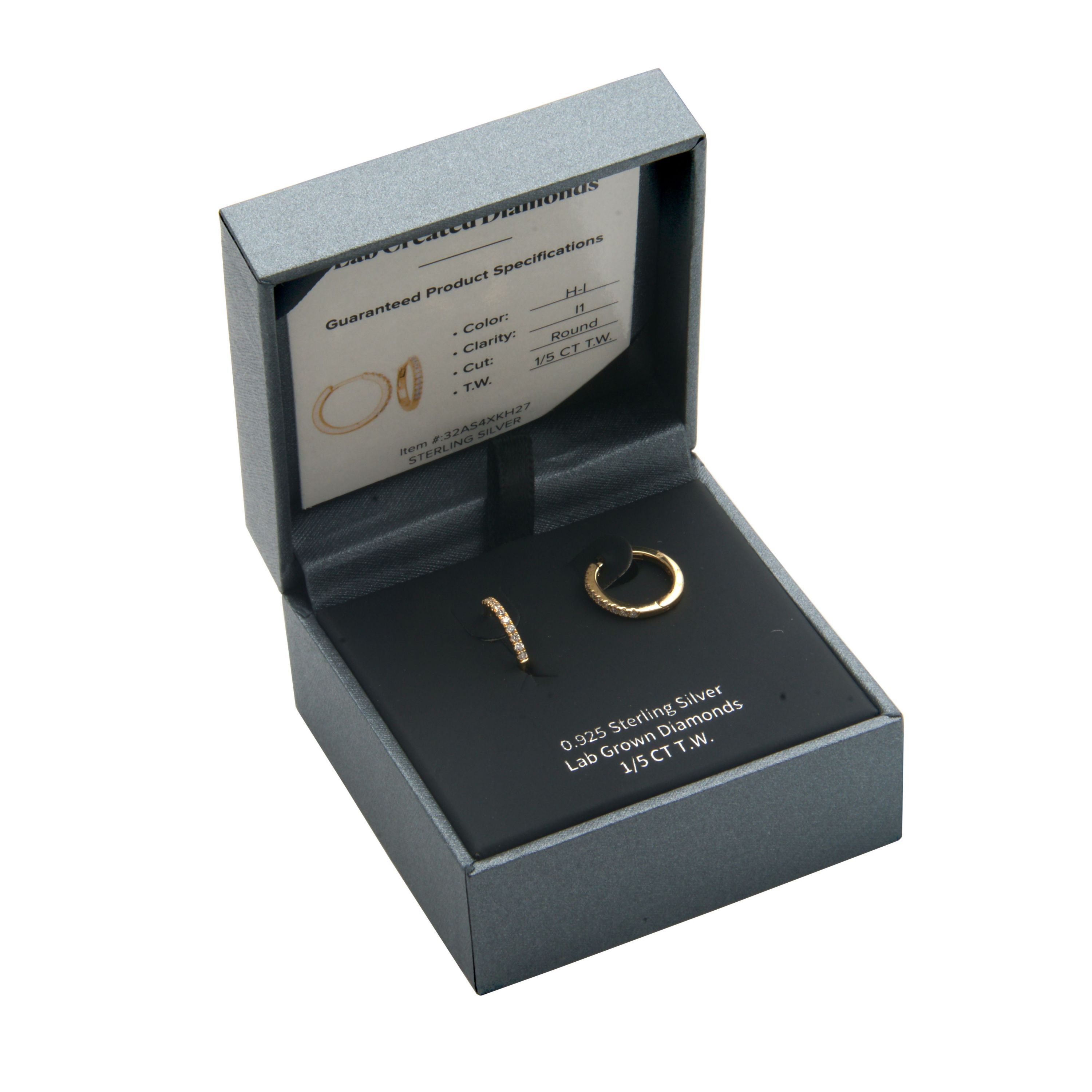 Lab Created 18k Yellow Gold Plated Sterling Silver 1/5 CT TW Lab Grown Diamond Hoop Earrings