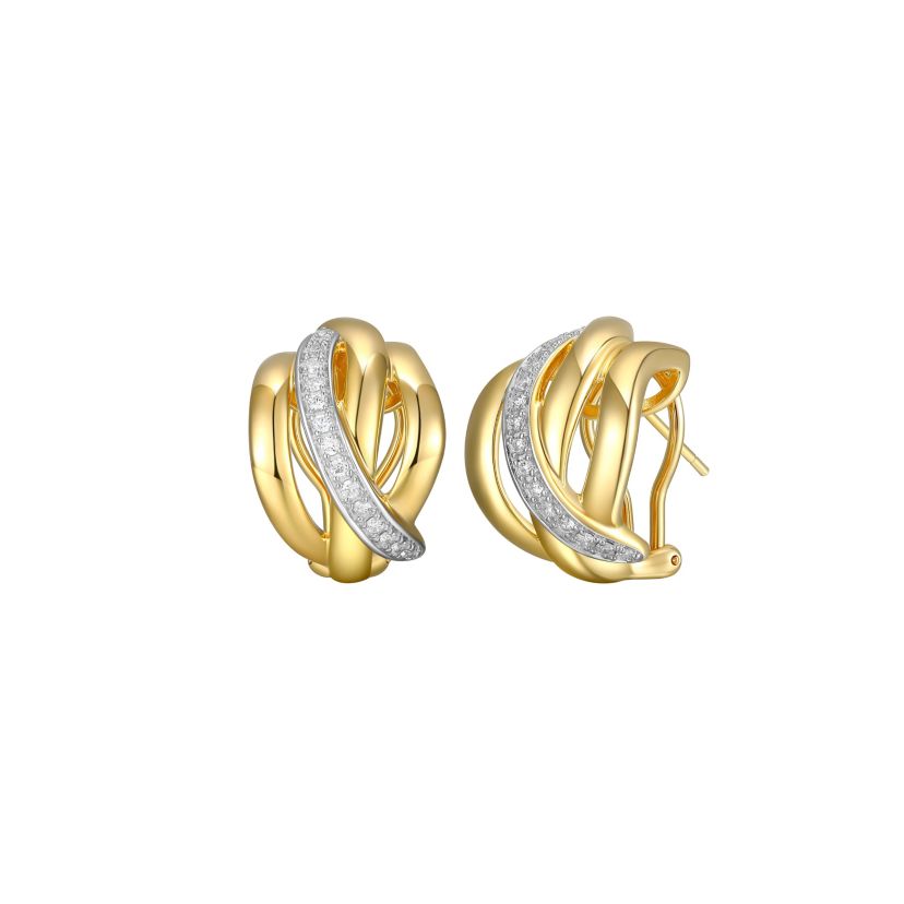 Lab Created 18K Gold Plated Sterling Silver 3/8 CT TW Lab Grown Diamond Omega Back Earrings