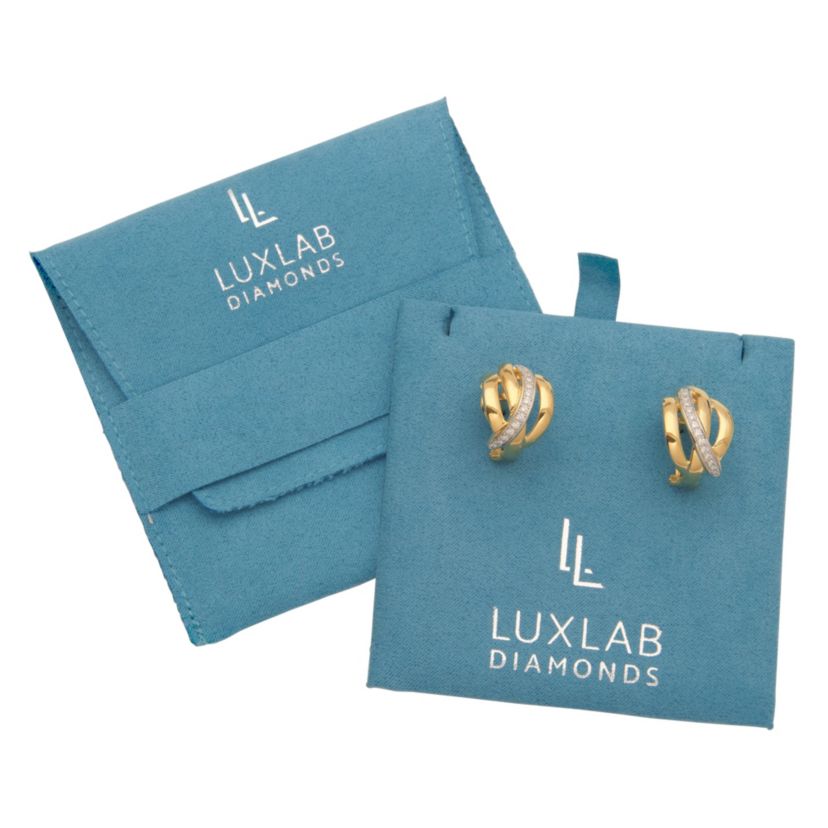 Lab Created 18K Gold Plated Sterling Silver 3/8 CT TW Lab Grown Diamond Omega Back Earrings