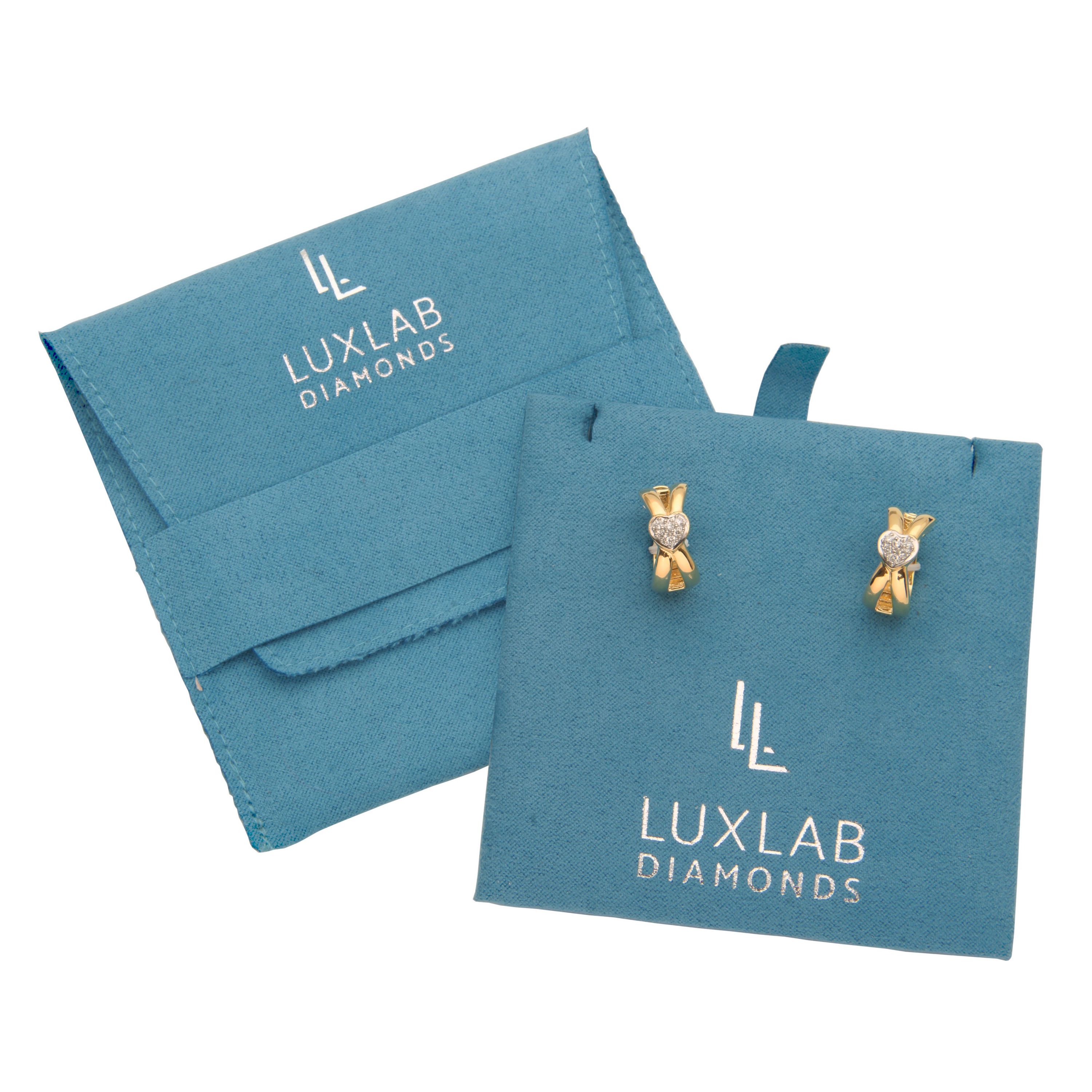 Lab Created 18K Gold Plated Sterling Silver 1/5 CT TW Lab Grown Diamond Heart Hoop Earrings