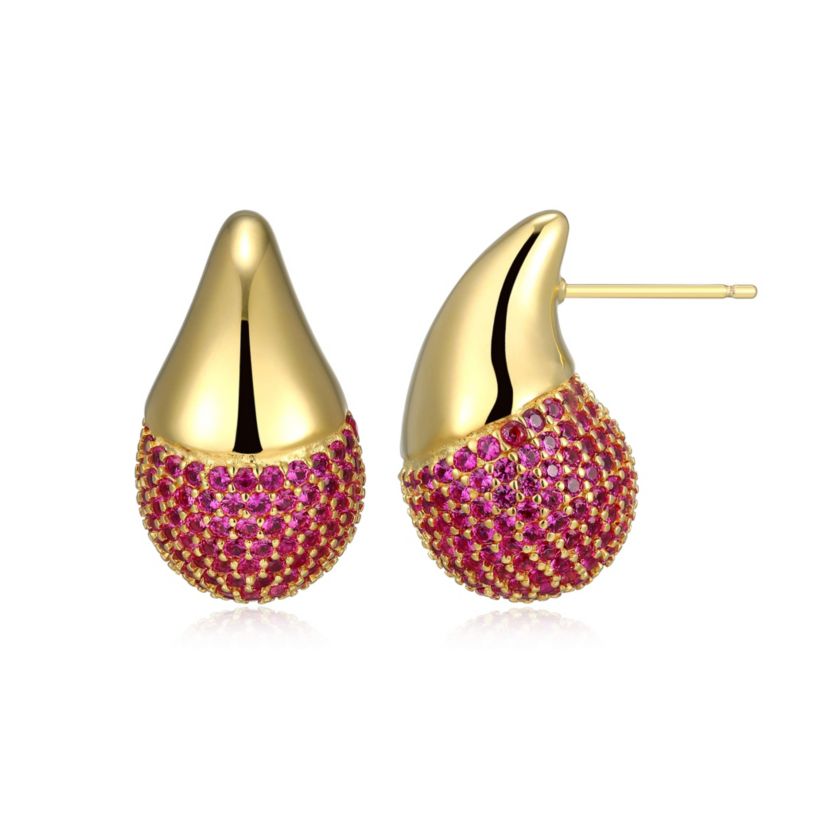 Lab Created 18K Yellow Gold Plated Sterling Silver Created Ruby Drop Earrings