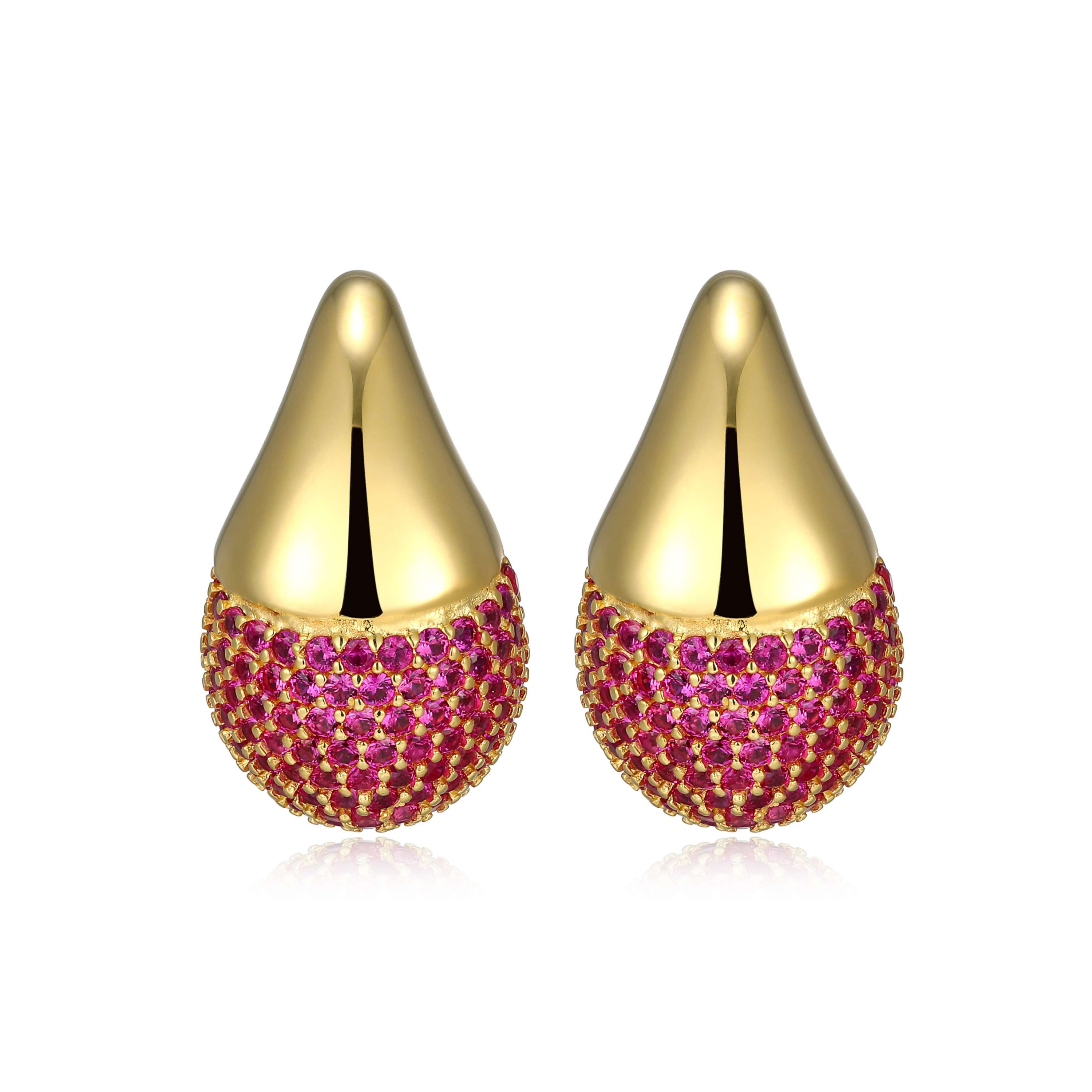Lab Created 18K Yellow Gold Plated Sterling Silver Created Ruby Drop Earrings
