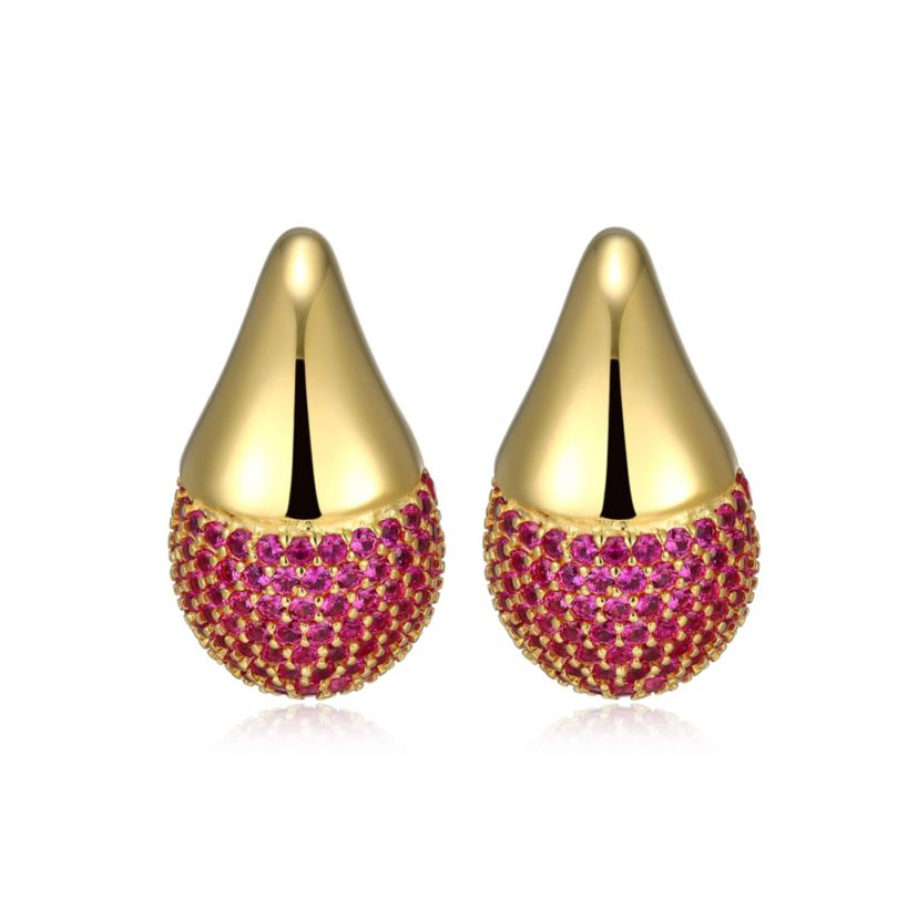 Lab Created 18K Yellow Gold Plated Sterling Silver Created Ruby Drop Earrings
