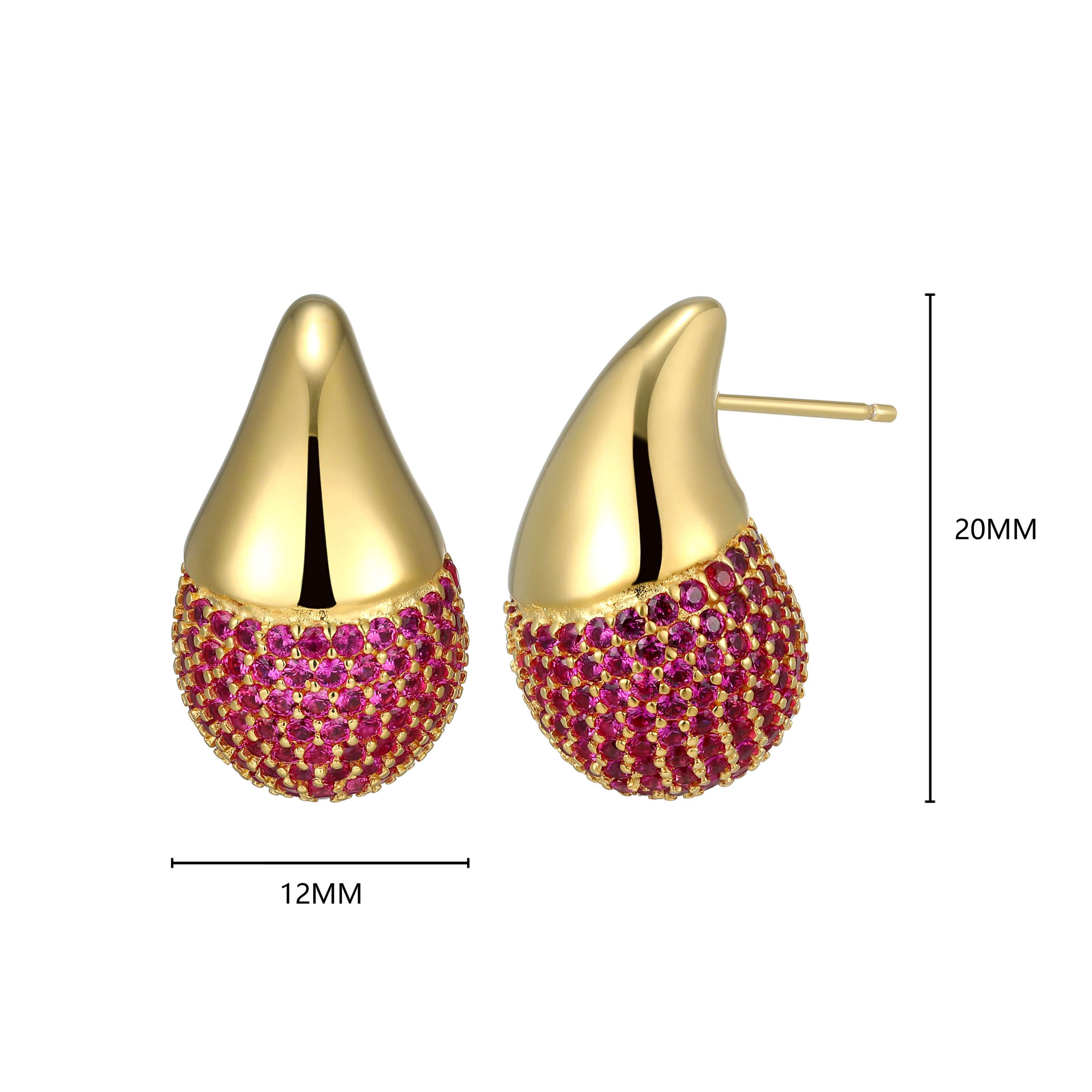 Lab Created 18K Yellow Gold Plated Sterling Silver Created Ruby Drop Earrings