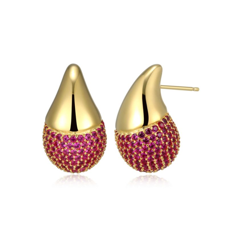 Lab Created 18K Yellow Gold Plated Sterling Silver Created Ruby Drop Earrings
