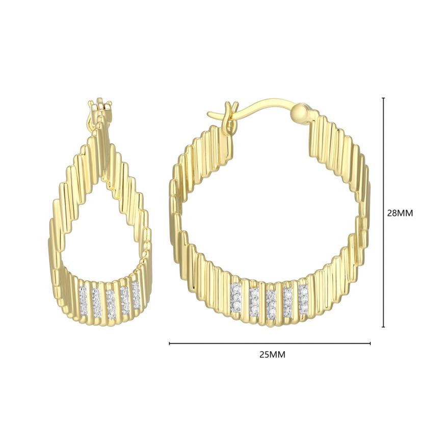 18K Yellow Gold Plated Sterling Silver Womens 1/10 CTTW Lab Grown Diamond Hoop Earrings