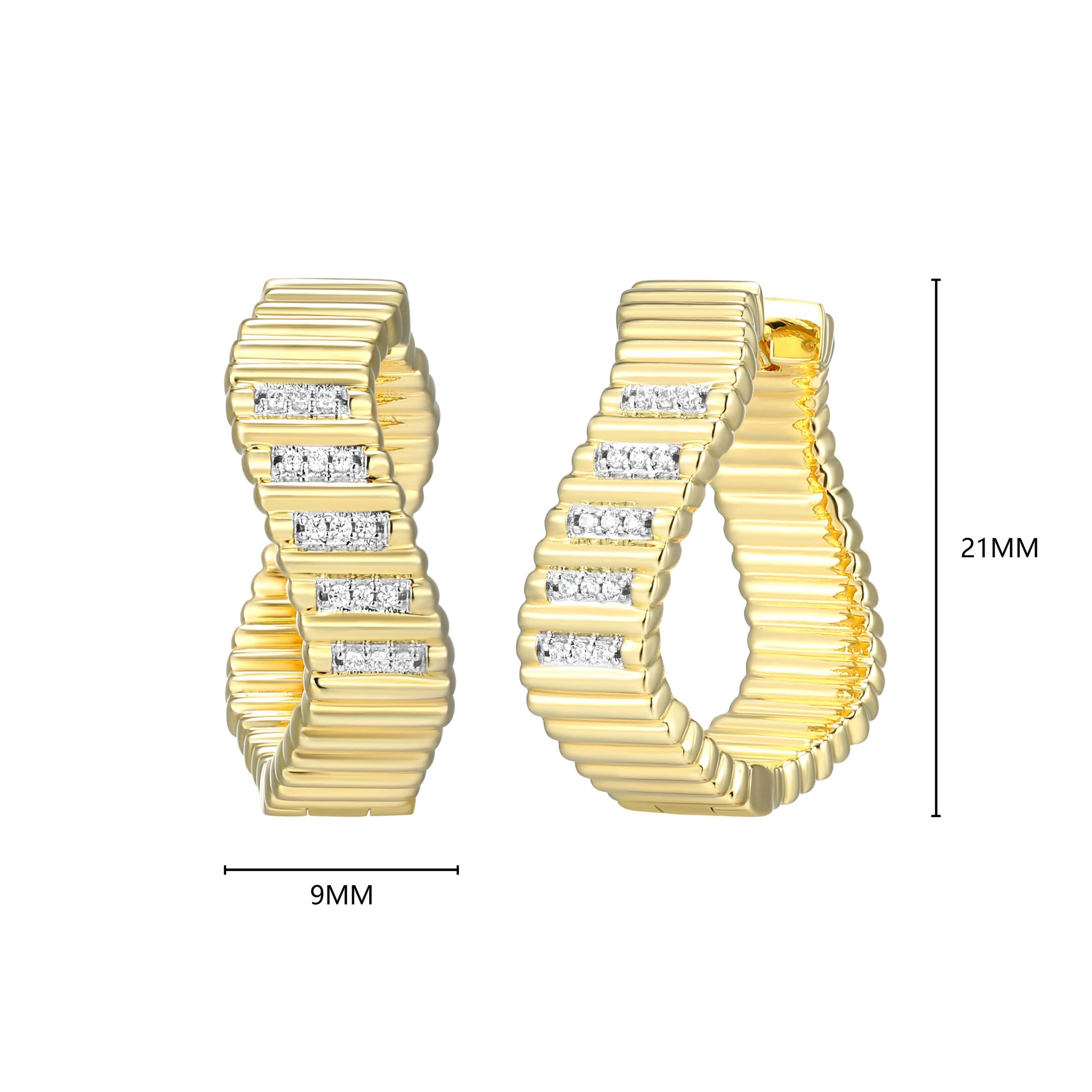 18K Yellow Gold Plated Sterling Silver Womens 1/10 CTTW Lab Grown Diamond Twist Hoop Earrings