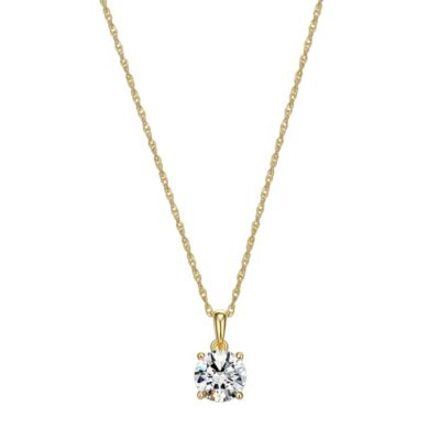 Aurealis 18K Gold Plated Sterling Silver Solitaire Moissanite Pendant Necklace, Yellow