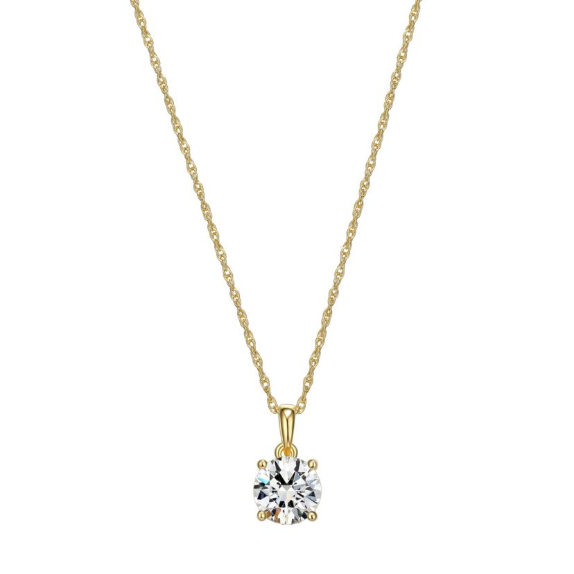 18K Gold Plated Sterling Silver Solitaire Moissanite Pendant Necklace