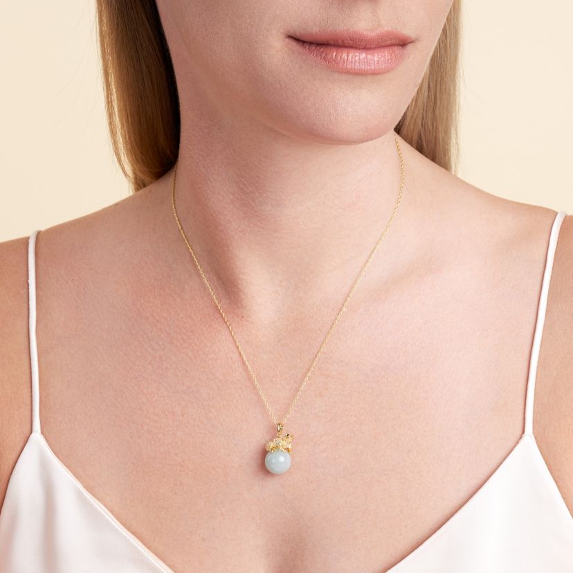 18k Gold Plated Sterling Silver Genuine Jade, White Tolaz and Black Sapphire Frog Pendant Necklace