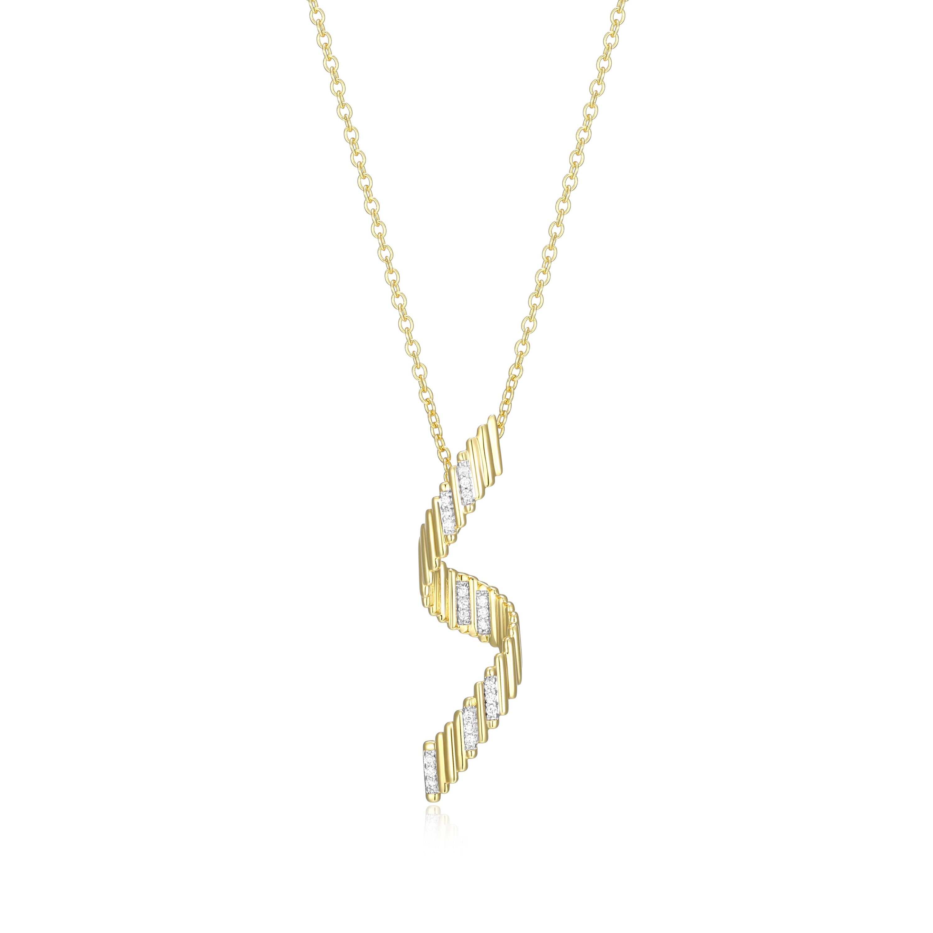 18K Yellow Gold Plated Sterling Silver Womens 1/10 CTTW Lab Grown Diamond Twist Pendant Necklace