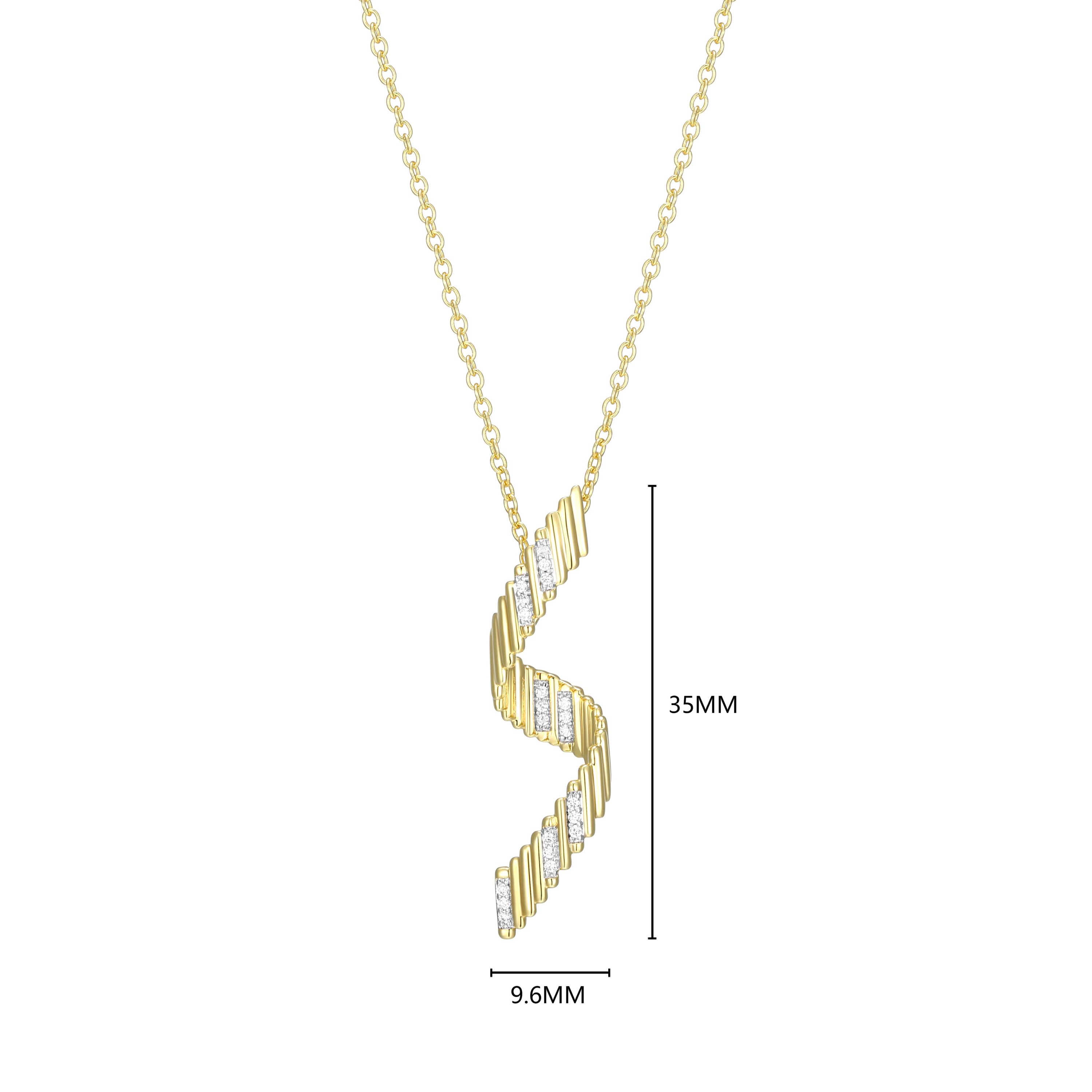18K Yellow Gold Plated Sterling Silver Womens 1/10 CTTW Lab Grown Diamond Twist Pendant Necklace