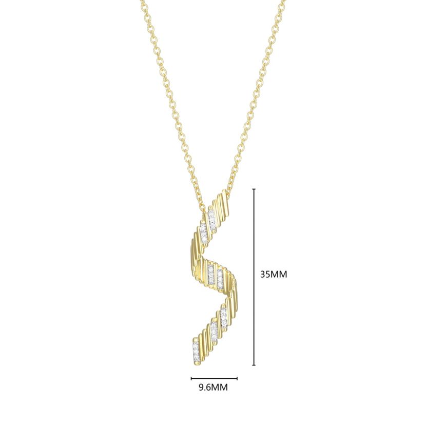 18K Yellow Gold Plated Sterling Silver Womens 1/10 CTTW Lab Grown Diamond Twist Pendant Necklace