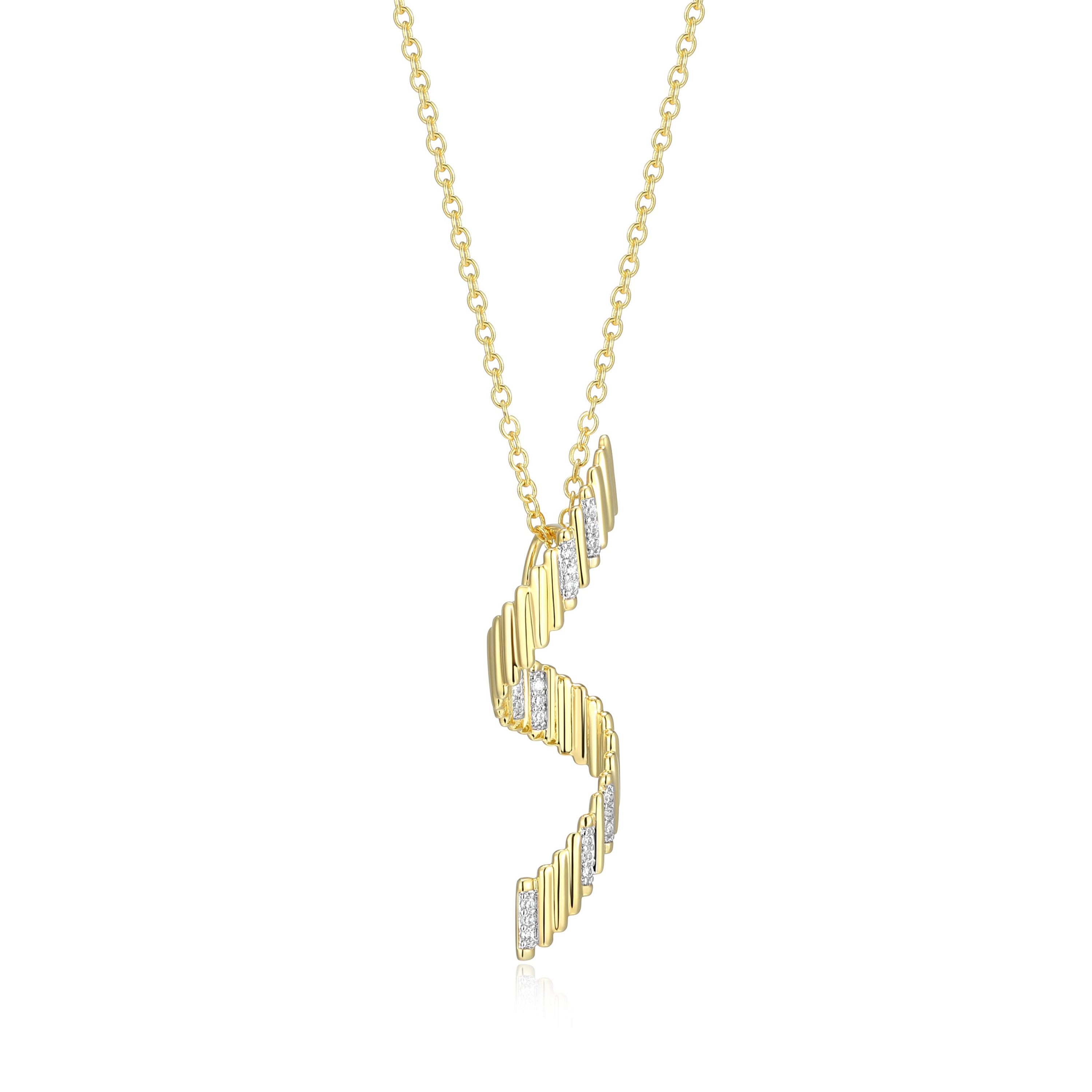 18K Yellow Gold Plated Sterling Silver Womens 1/10 CTTW Lab Grown Diamond Twist Pendant Necklace