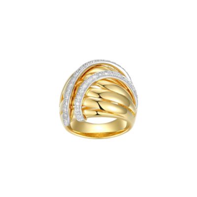 LuxLab Lab Created 18K Gold Plated Sterling 3/8 CT TW Lab Grown Diamond, Yellow, 7 -  0716825733121