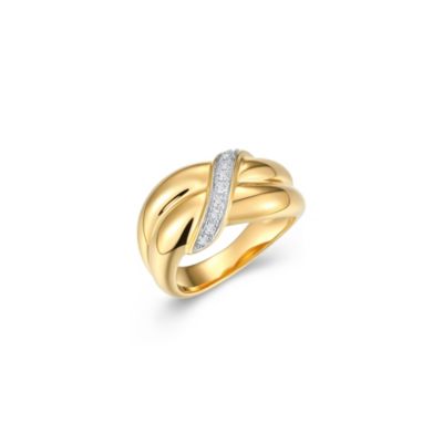 LuxLab Lab Created 18k Gold Plated Sterling Silver 1/6 CT TW Lab Grown Diamond Ring, Yellow, 7 -  0716825733220