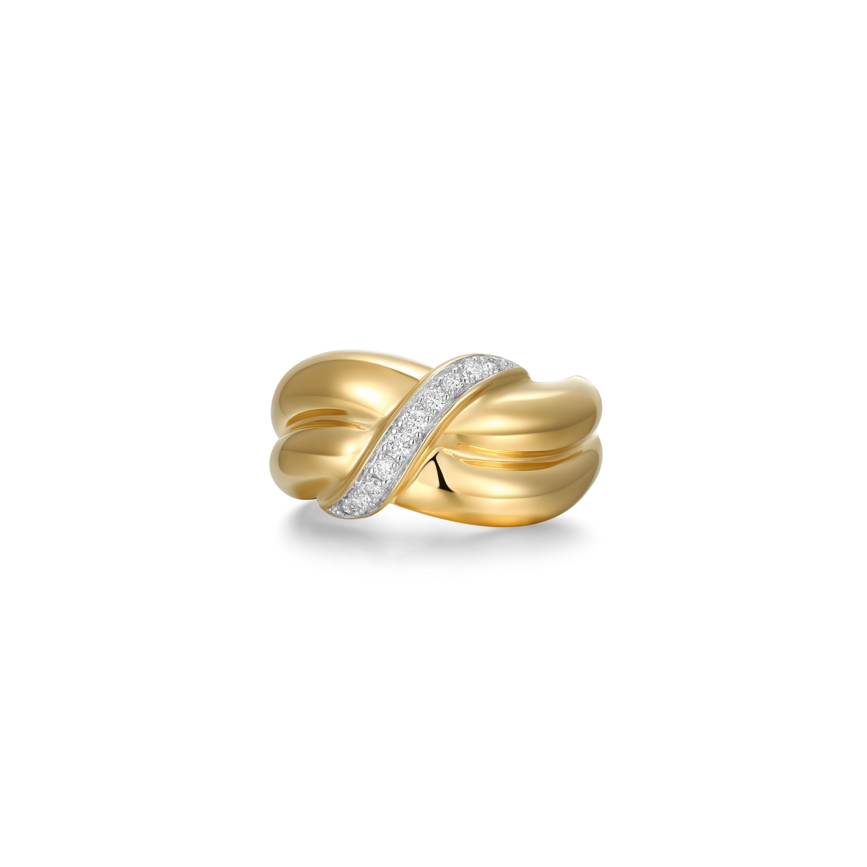 Lab Created 18k Gold Plated Sterling Silver 1/6 CT TW Lab Grown Diamond Ring