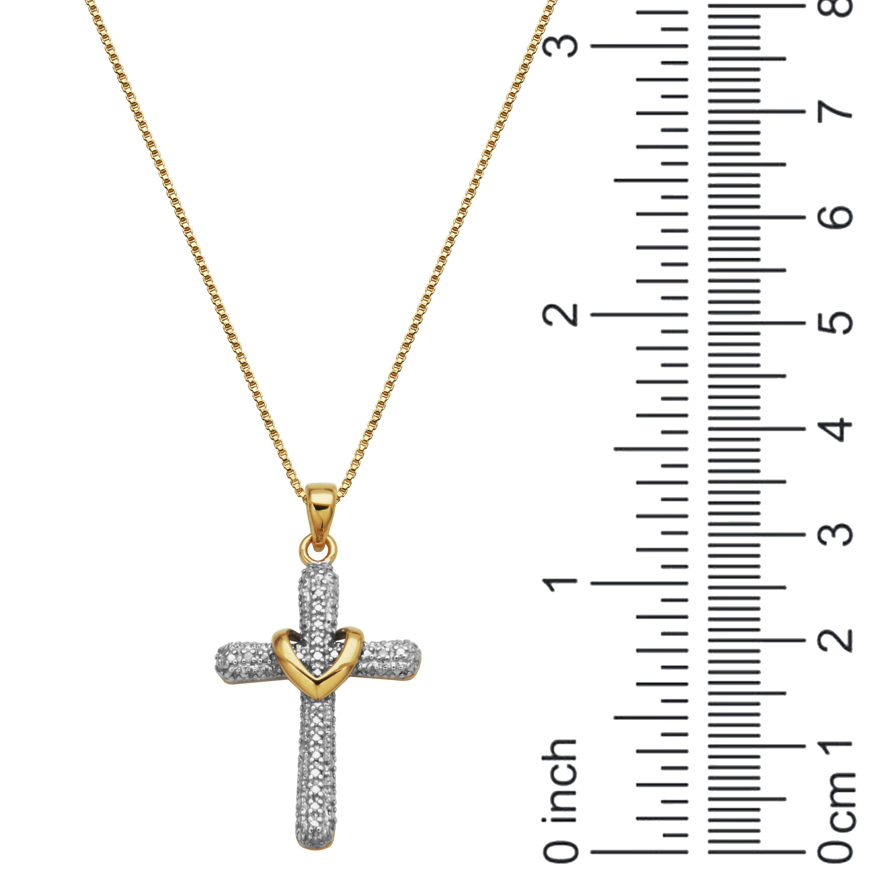 Diamond Accent Set of Cross Earrings and Pendant with 18" Chain in Gold Plated Sterling Silver