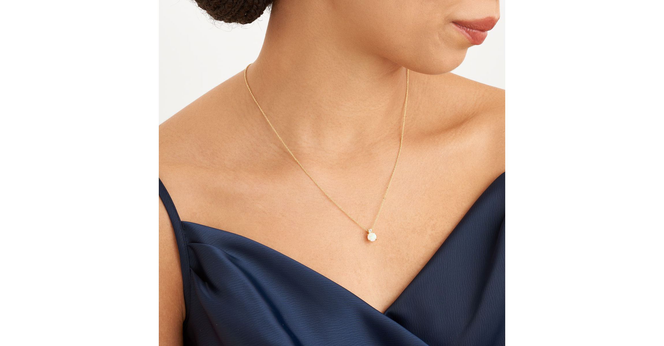 Created Opal Necklace and Earring Set in 18K Gold over Sterling Silver