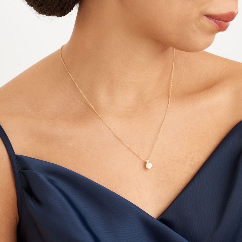 Created Opal Necklace and Earring Set in 18K Gold over Sterling Silver