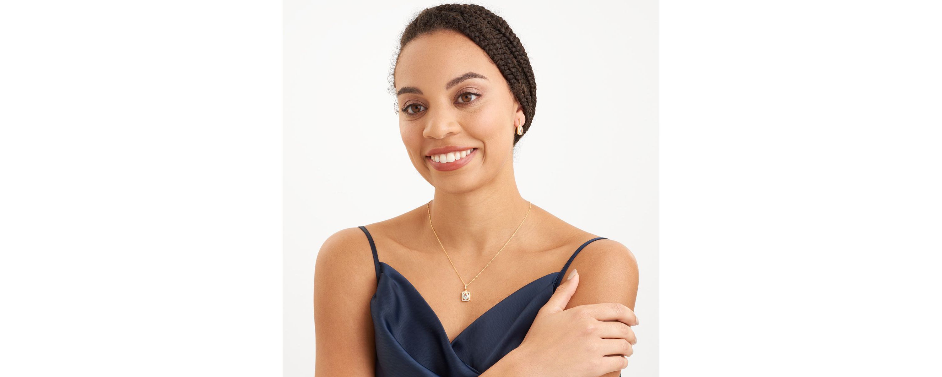 Created White Sapphire Halo Necklace and Earring Set in 18K Gold over Sterling Silver