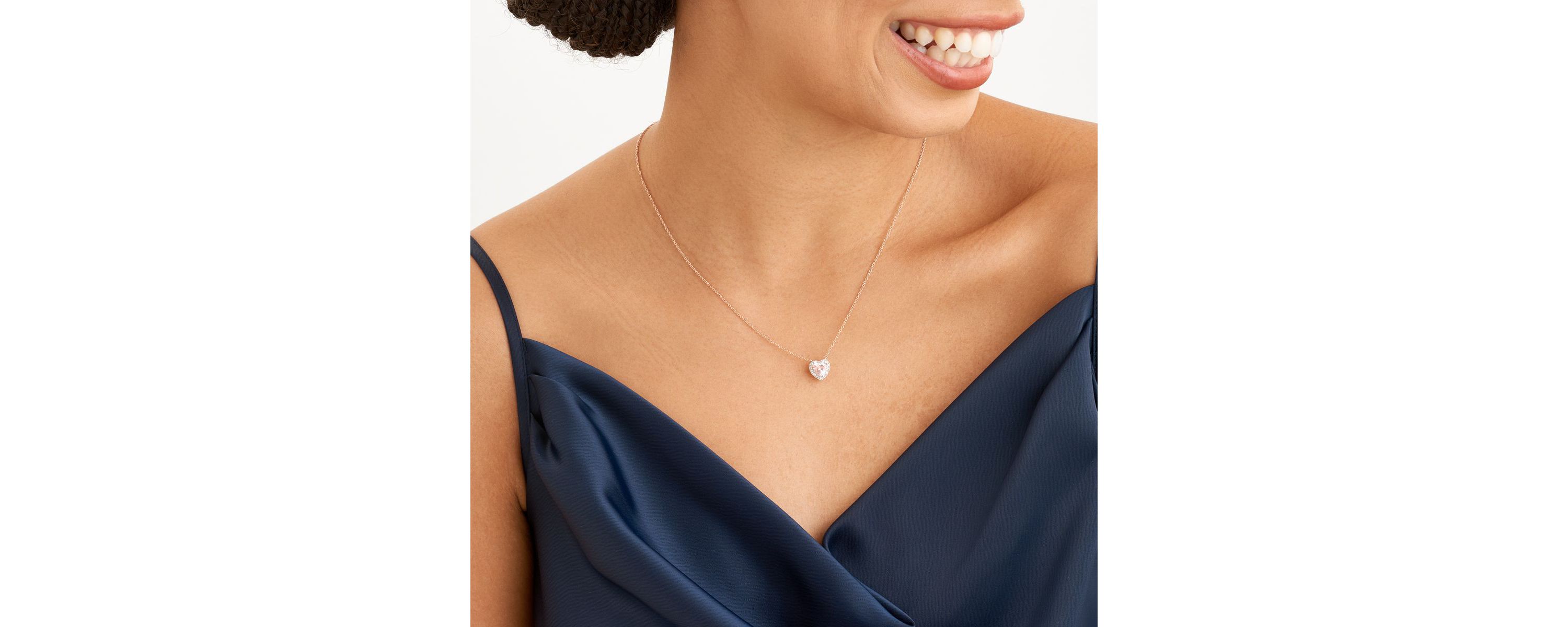 Created Pink and White Sapphire Halo Heart Necklace and Earring Set in Sterling Silver