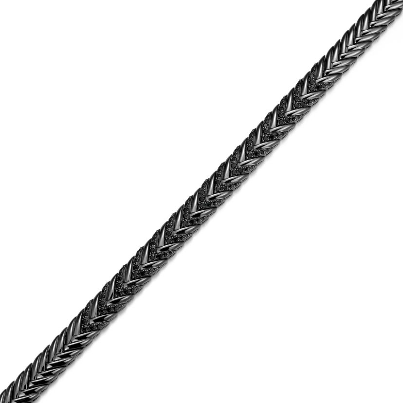 Mens Genuine Black Spinel Bracelet in Gunmetal Sterling Silver