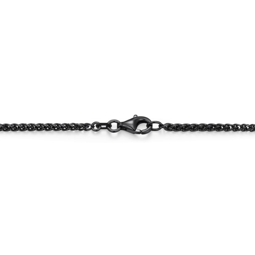Gunmetal Plated Sterling Silver Mens Cubic Zirconia Dog Tag Pendant Necklace