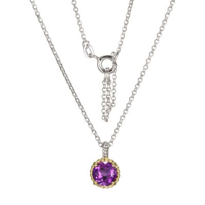 Aurealis Genuine Amethyst Necklace in Two-Tone 10K Gold and Rhodium-plated Sterling Silver, 18 in