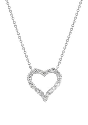 Paj Lab Created Platinum Over Sterling Silver Heart Necklace Featuring 1/2 Ct Tw Lab Grown Diamond