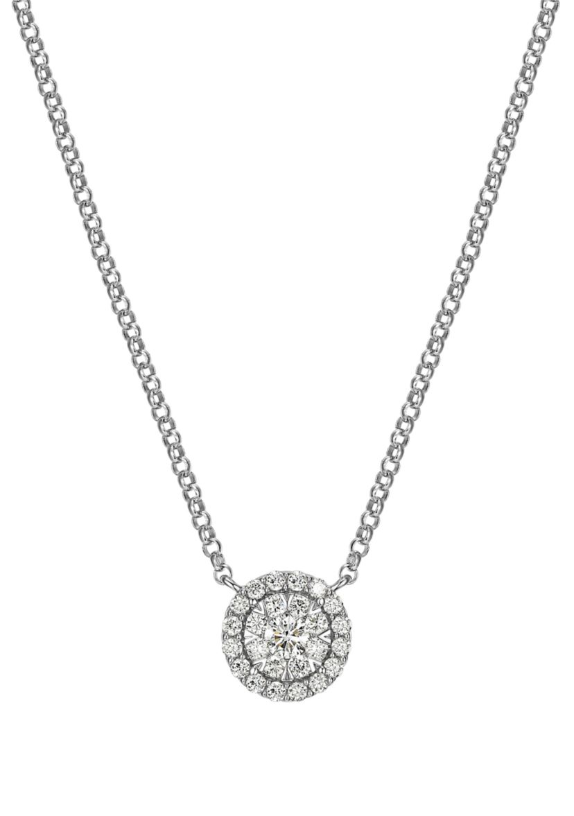 Rhodium Plated Sterling Silver 1/2 CT TW Lab Grown Diamond Necklace