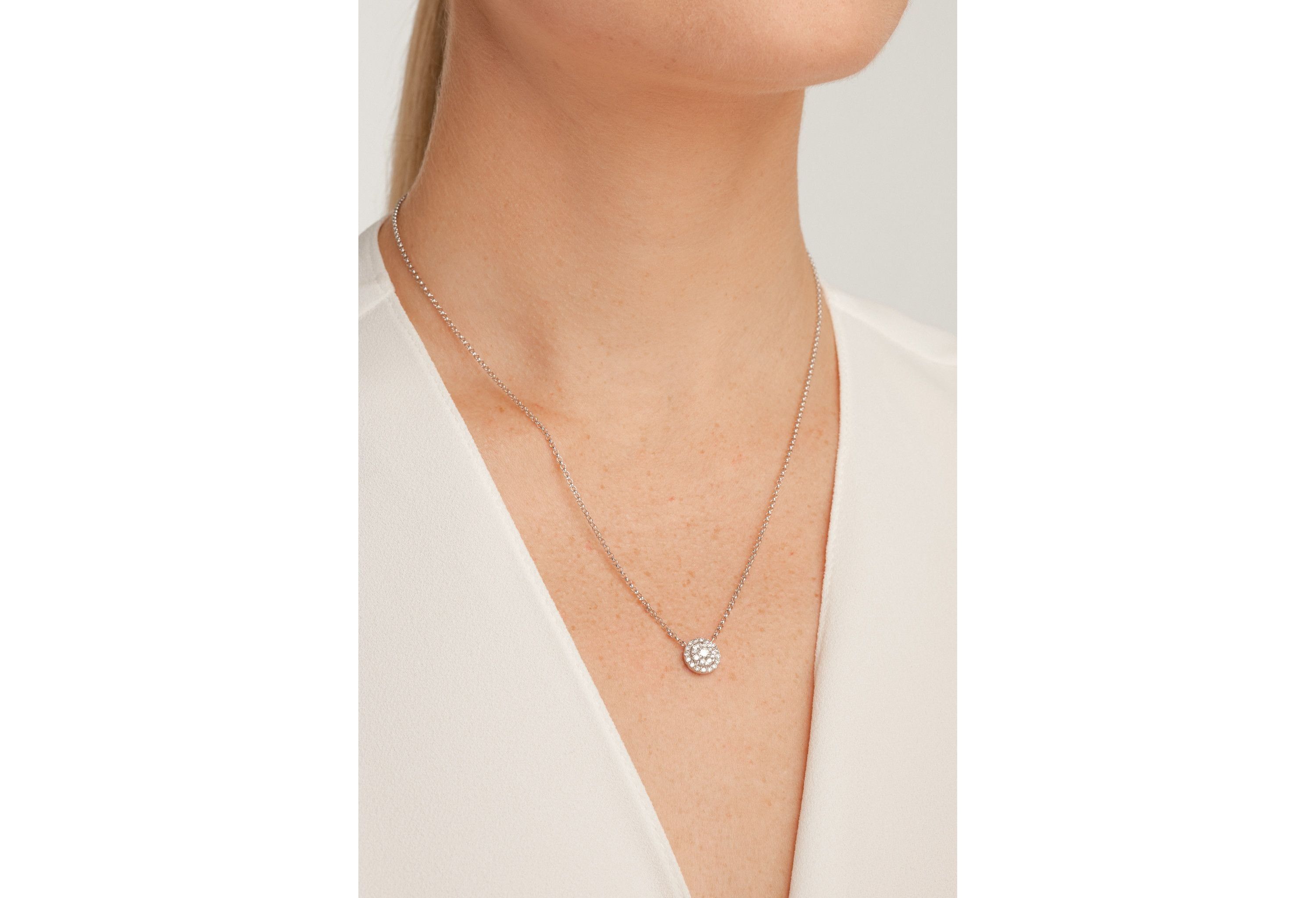 Rhodium Plated Sterling Silver 1/2 CT TW Lab Grown Diamond Necklace