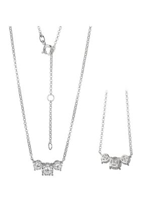 LuxLab Lab Created Rhodium Plated Sterling Silver 5/8 CT TW Lab Grown Diamond Necklace, White