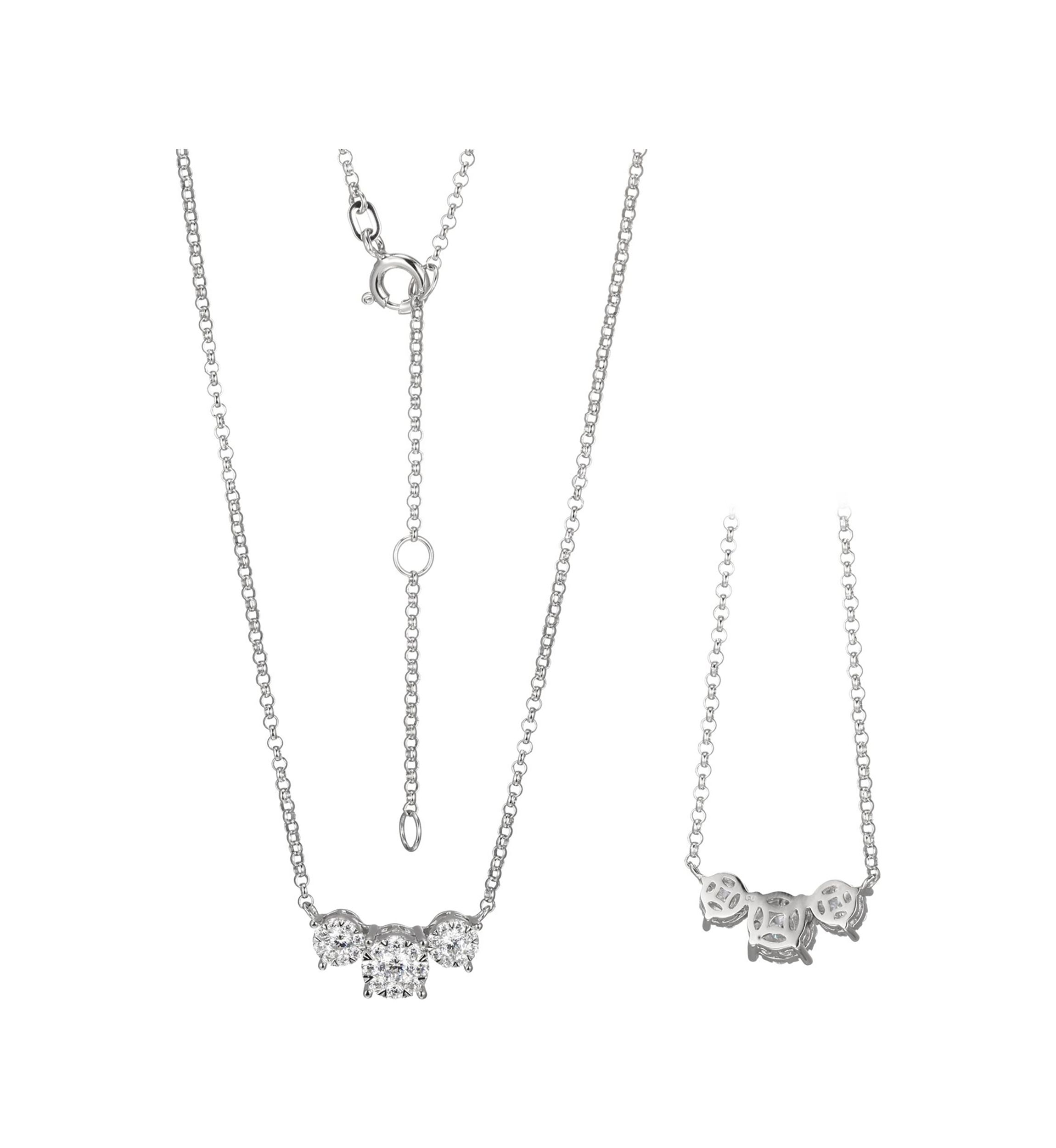 Lab Created Rhodium Plated Sterling Silver 5/8 CT TW Lab Grown Diamond Necklace