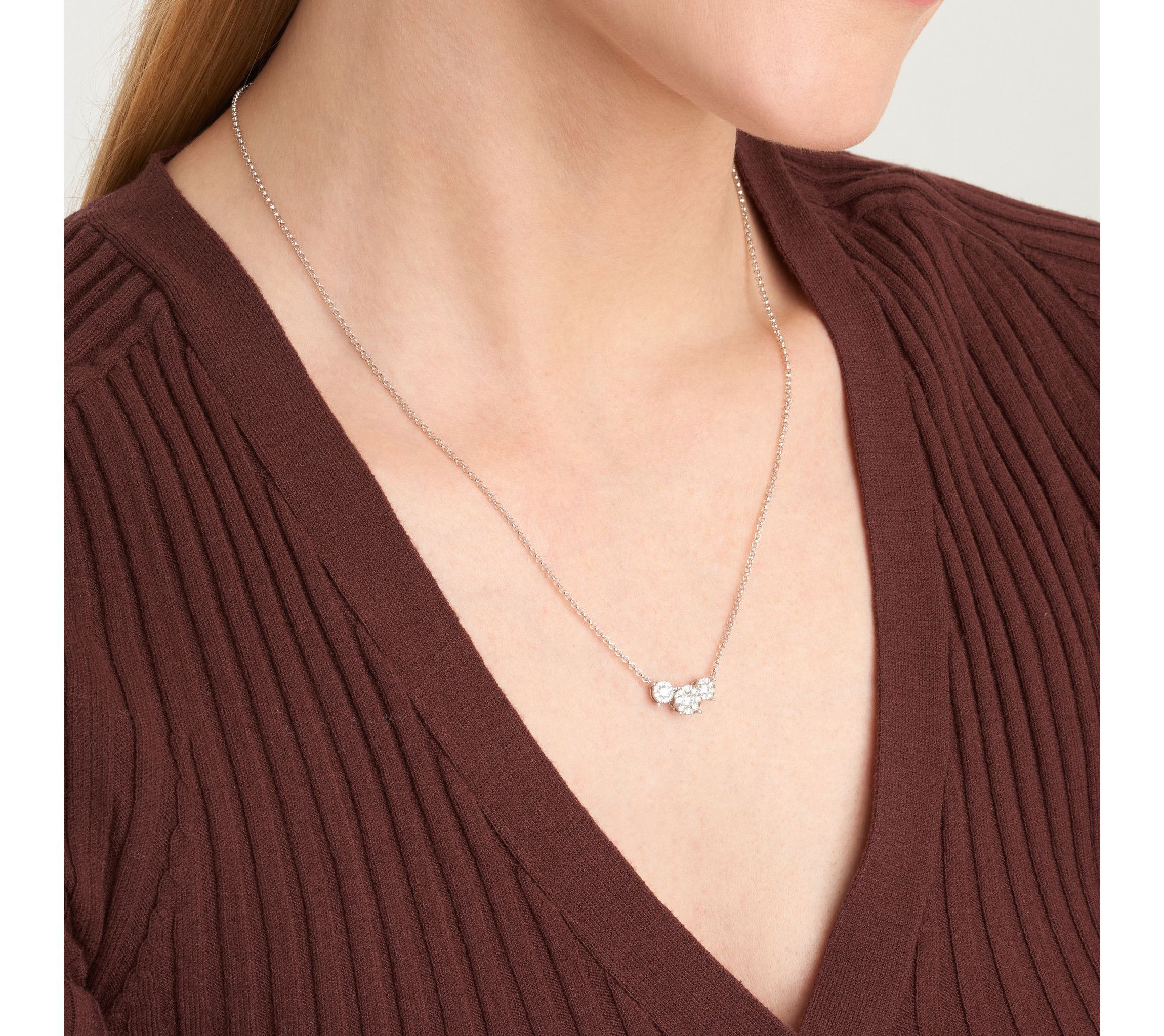 Lab Created Rhodium Plated Sterling Silver 5/8 CT TW Lab Grown Diamond Necklace