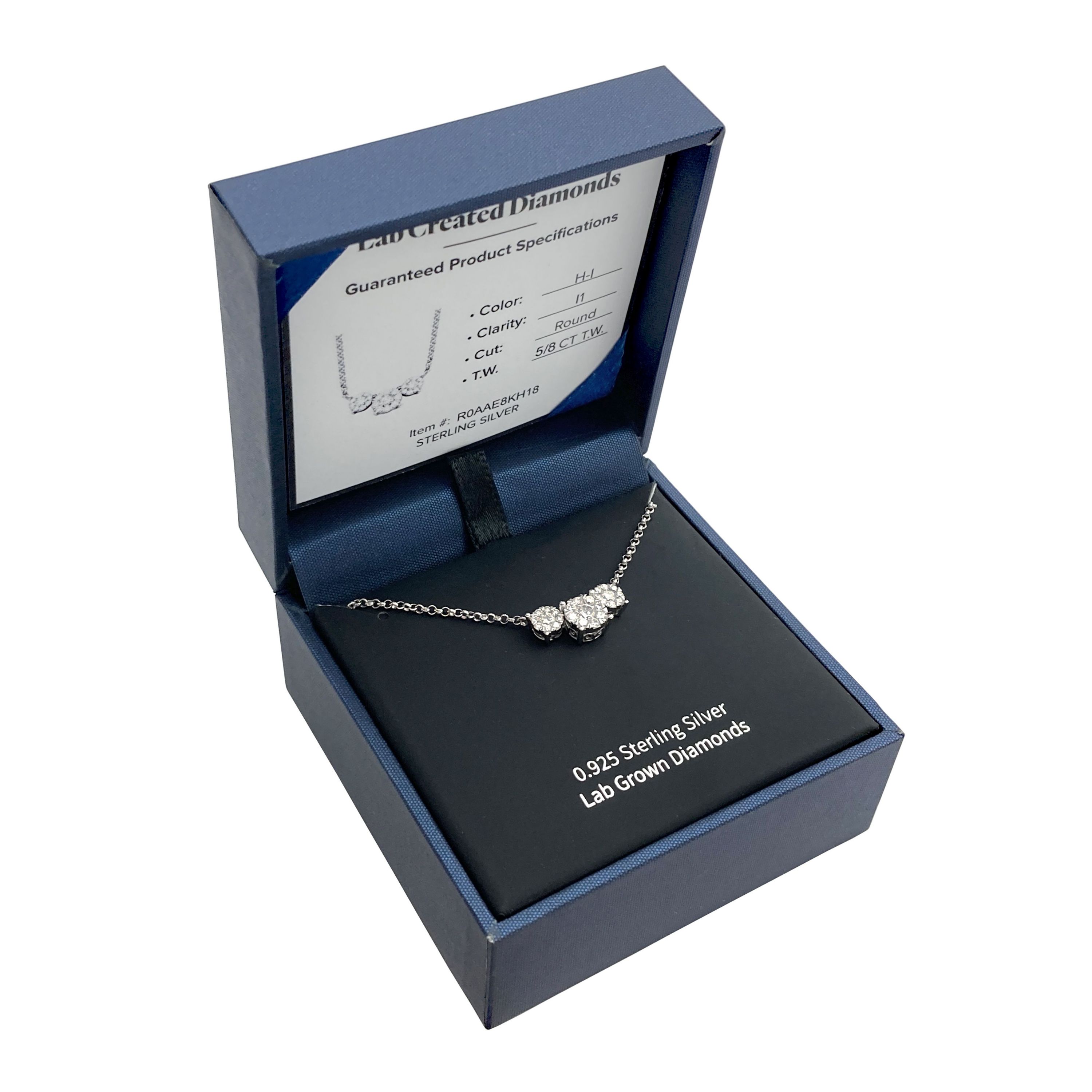 Lab Created Rhodium Plated Sterling Silver 5/8 CT TW Lab Grown Diamond Necklace