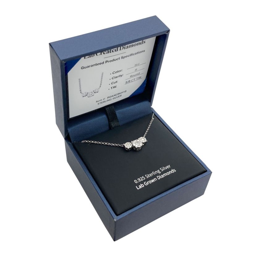 Lab Created Rhodium Plated Sterling Silver 5/8 CT TW Lab Grown Diamond Necklace