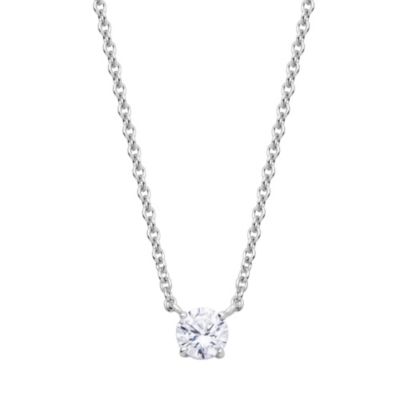 Paj Lab Created 1/4 Ct Tw Lab Grown Diamond Solitaire Necklace In Platinum Over Sterling Silver